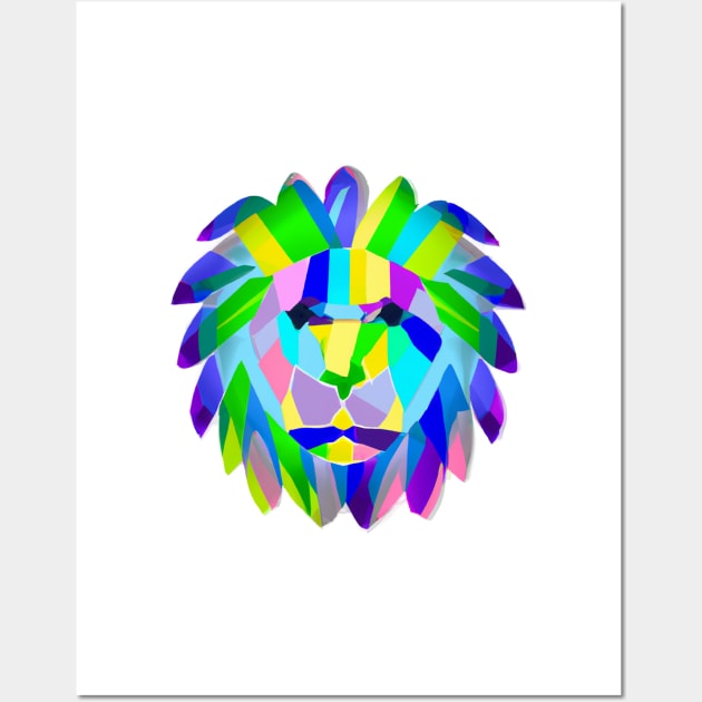 Cute Colorful Lion Shape Head Drawing Wall Art by Play Zoo